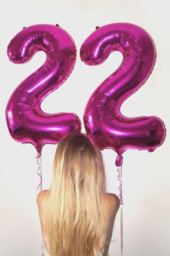 Rosy Purple 40 Inch Big Number Balloon Birthday Decoration, Number 2 Helium Balloon 12 20 22 23 24 26 2026 New Years Celebration, Boy Girl Baby Anniversary Party Graduations Supplies Decorations