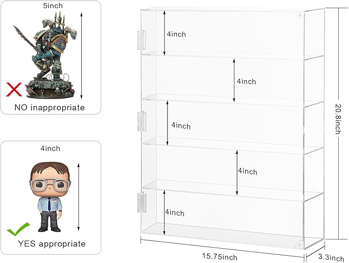 5 Tiers Acrylic Dust-Proof Display Cabinet for Mini Funko Pop Figures, Clear Wall Mounted or Desktop Action Figure Display Case for Collectibles