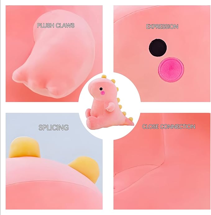 Cute Dinosaur Plush Toys, Fat Dinosaur Stuffed Animals Toys Dolls, Dinosaur Plush Toy Soft Stuffed Animal Dino Plushies Doll Cute Birthday Gifts for Kids Girls Boys (Pink,19in)