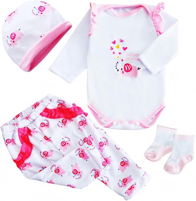 MAIHAO Reborn Baby Doll Clothes for 17-24 Inch Newborn Baby Doll, Baby Dolls Clothes Outfit Accessories fit 17-24 Inch Baby Doll Cute Little Elephant Set