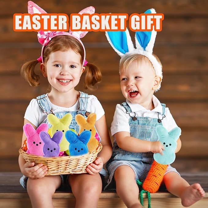 12PCS Cute Bunny Plush Toys,Easter Basket Stuffers Toys for Kids,Bunny Stuffed Animals,Easter Party Favors Gift for Girls Boys