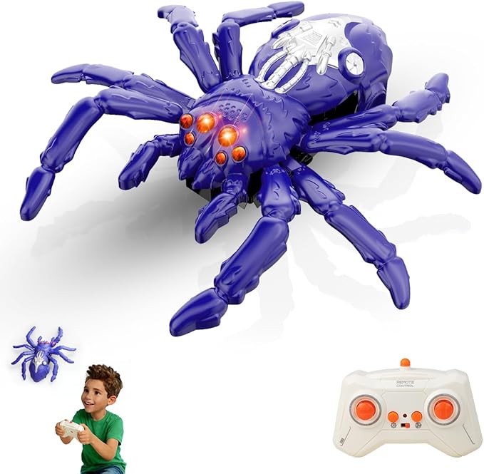 Wall Climbing Spider Toy for Kids, Dual Mode Floor & Wall Driving, Rechargeable Remote Control Robot, Climbs up Toys & Games, Halloween Christmas Birthday Gifts for Boys Girls Ages 4 & Up