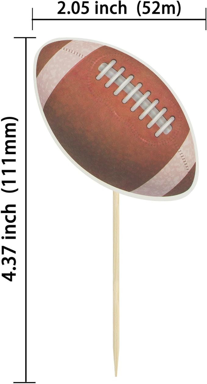 Gyufise 36Pcs American Football Cupcake Rugby Cake Topper Decorations for Football Themed Baby Shower Happy Birthday Party Decoration