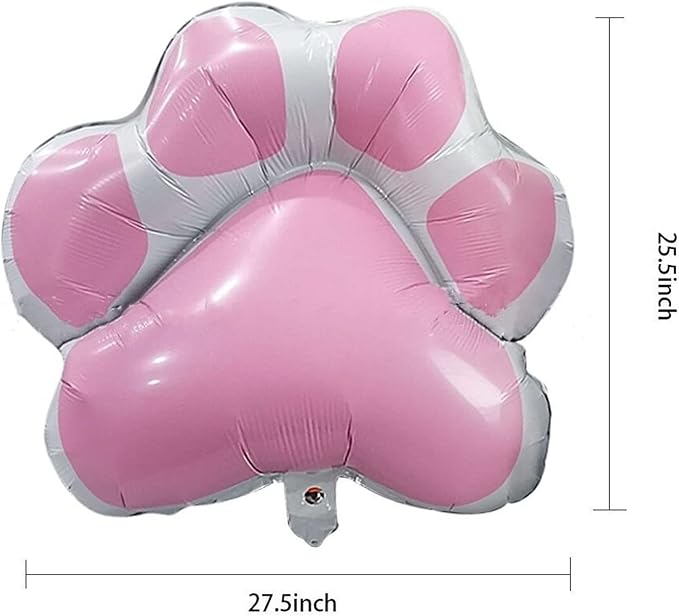 3 Pcs Dog Party Balloons with 2Pcs Pink Paw Shaped Mylar and 1Pcs Bone Shaped for Baby Shower Kids Birthday Pets Decoration