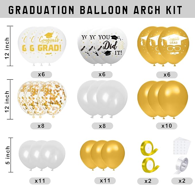 2026 Graduation Decorations, White Graduation Decorations, Balloons Boxes (4PCS) with Letters 2026 GRAD So Proud of You, Congrats Grad Decorations for High School & College