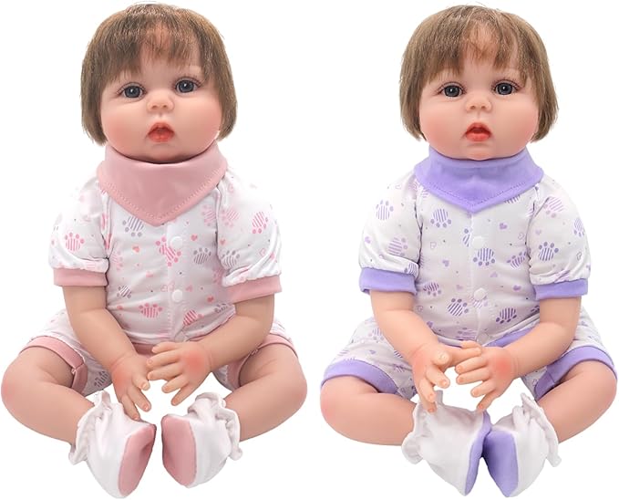 2 Sets Doll Clothes and Accessories for 20-22 Inch Dolls, 8 Pcs Clothes Outfits Including Jumpsuit, Doll Diapers, Bandana and Shoes