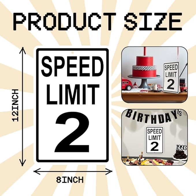 Speed Limit 2 Mph Sign Slow Down Traffic Sign Party Supply Party Decor (2 Pack)