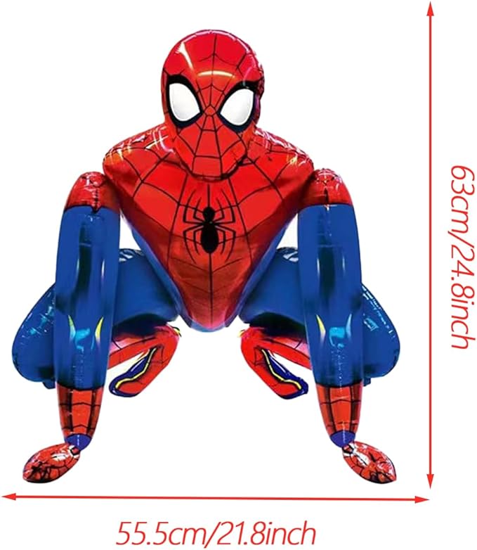 Cartoon spidey - themed birthday party supplies: "Happy Birthday" banner, 12inch latex balloons , 2 types of aluminium balloons hanging swirls,assemble the aluminum balloon