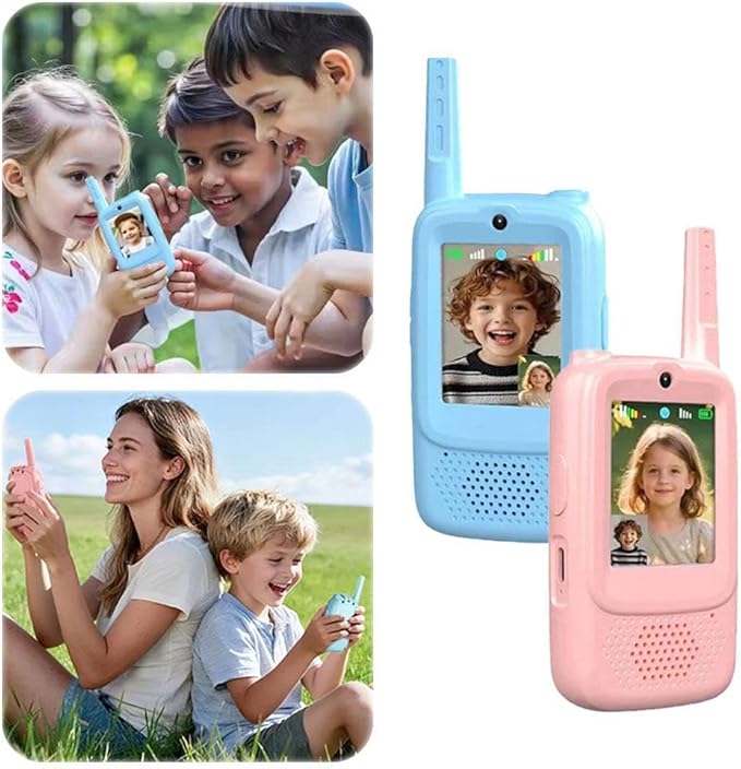 Video Walkie Talkies for Kids,2 Pack Rechargeable Video Intercom Kids Walkies Talkies, Indoor Outdoor Toys for Family Games, Outside, Camping, Hiking for Boys Girls Ages 3-12
