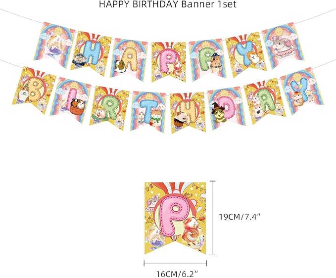 Guinea Pig Birthday Party Decorations Supplies,Children Guinea Pig Birthday Party Balloons Banners Cupcake Decorations,Hamster Party Supplies for Kids
