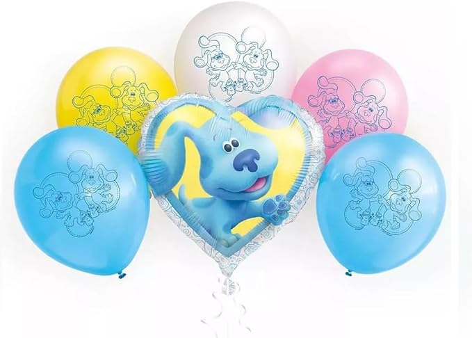Blue's Clues Birthday Party Supplies Bundle includes 6 Piece Balloon Kit: 1 Mylar and 5 Latex Balloons