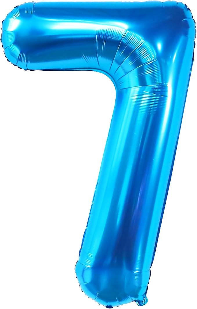 KatchOn Giant Blue Number 7 Balloon - 40 Inch | 7th Birthday Balloon for 7th Birthday Decorations