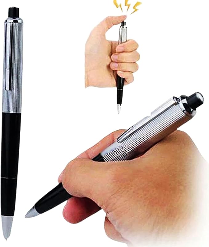 Silver Shock Pen, Interesting Surprising Prank Items, Lightweight Shocking Practical Joke Shock Pen Toys Prank for Outdoor Novelty and Gag Games