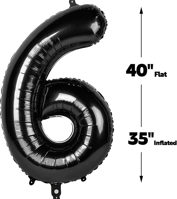 Black Number 16 Balloon - 40 Inch, Birthday Party Decorations, Anniversary & Graduation Supplies