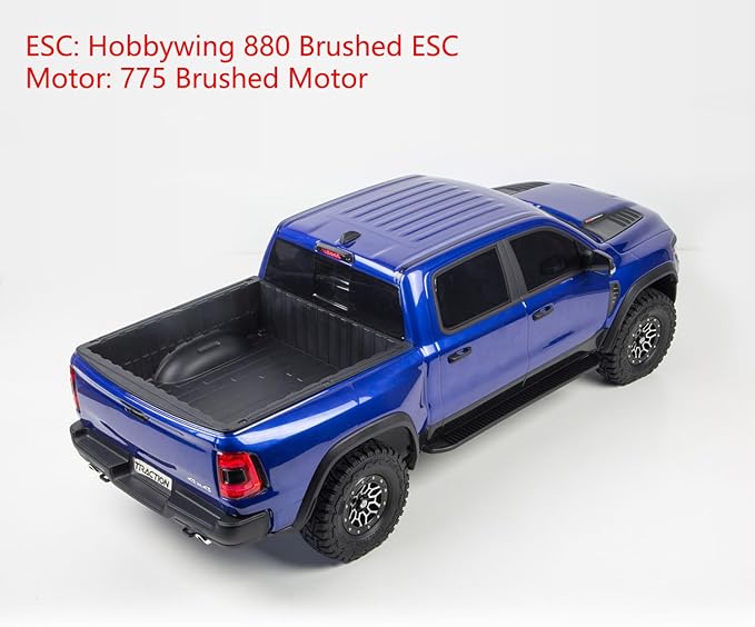 4x4 RC Off Road Vehicle 1/8 Radio Control Pickup Truck Differential Locks 2Speed Transmission Metal Gears Hobbywing ESC Lights Hobby Grade Model for Adult Hobby(Dark Blue)