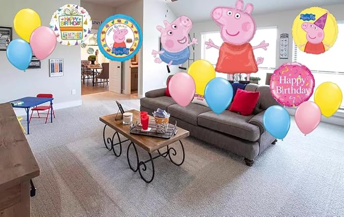 Anagram Peppa and George Happy Birthday Party Supplies Pig Foil Balloon Bouquet Decorations, BQ_4288