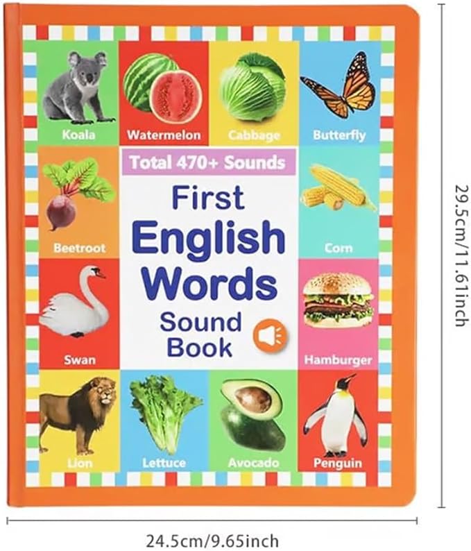My First English Sound Book – 470+ Words, 21 Themes, Fun Word Learn, Press to Learn Phonics, Juguete Educativo for Educational Language, School Education & Perfect Educational Gift(3-9Y)