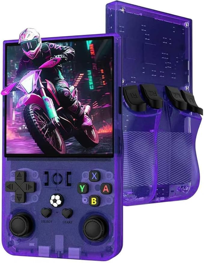 R36MAX Retro Handheld Game Console, 4.0" IPS Screen Retro Gaming Console, 128GB TF Card, 30+ Mainstream Emulators, 22,000+ Classic Games, Open Source Linux System, 4000mah Battery - Purple