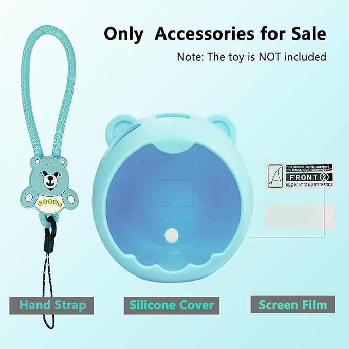 Silicone Cover Case for Punirunes Interactive Digital Toy Squishy Characters Pet, Screen Protector for Punirunes Virtual Electronic Pets Accessories(Silicone Case and Lanyard) (Teal)