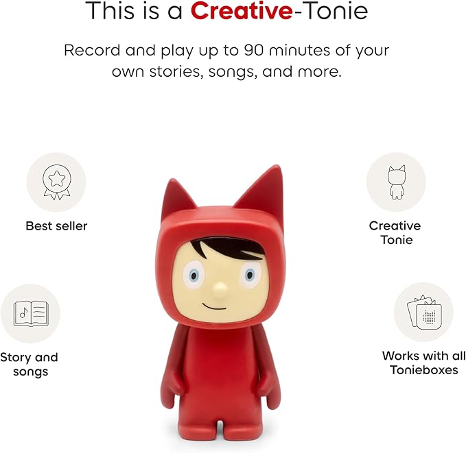 Tonies Creative Toy Figurine - Record and Upload up to 90 Minutes of Your Own Stories and Songs - Red/Light