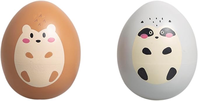 Pearhead Easter Wooden Wobble Toy Set – Raccoon & Hedgehog Montessori Egg Balance Toys for Babies 6+ Months, FSC Certified Sensory Tummy Time Toy, Easter Basket Gift
