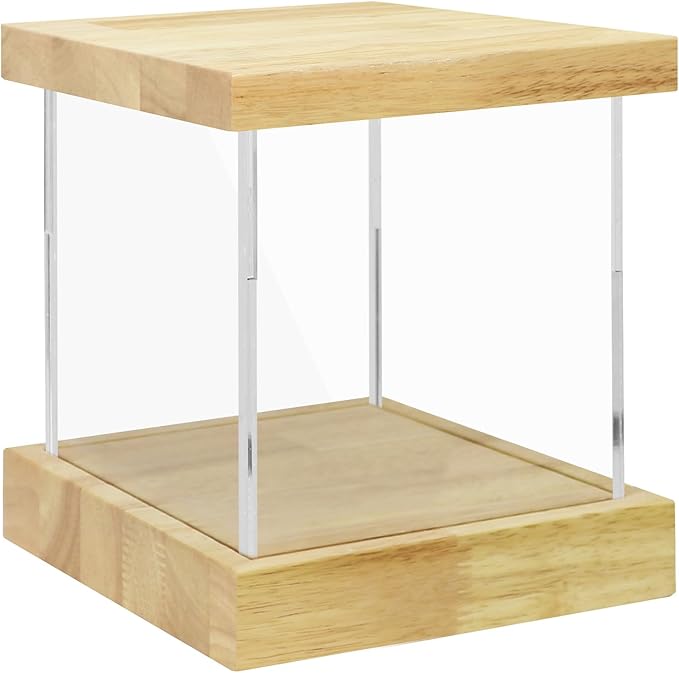 BenchPro Clear Acrylic Display Case for Trophy, Collectibles, Assemble Cube Display Box Stand Dust Proof Protection Showcase for Action Figures Toys. (1.75" & 1" Thick Wood, 8" H x 8" L x 8" D)