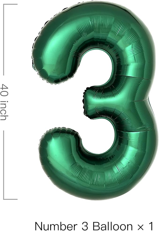 Dark Green Number 3 Balloons Large Emerald Green Number Balloons 40 Inch Jungle Safari Birthday Party Supplies Graduation Decorations Forest Green 3 Balloon