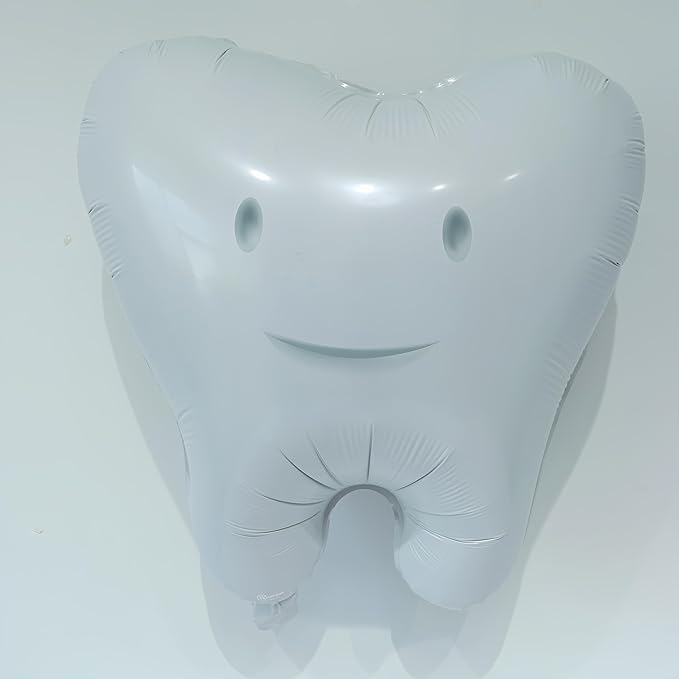 4Pcs White Tooth Balloons/Dentist Dental Graduation Party Decor/temporary tooth Teeth Theme Supplies/Tooth Clinic Dental School Balloons for Registered Dental Hygienist Graduation