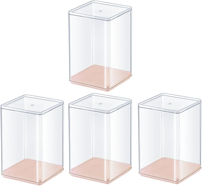 4 Pack Mini Figure Display Case 3x3x4.5 inch Clear Acrylic Stackable Figurine Storage Cabinet for Blind Box Minifigure Collectibles Dolls
