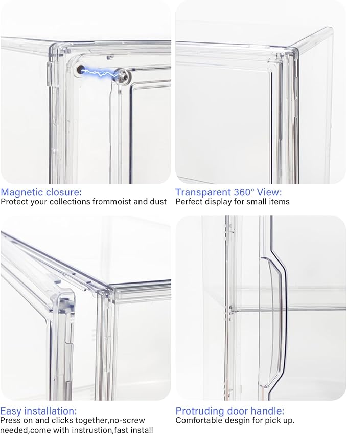 Clear Display Case Compatible with Labubu POP MART, Acrylic Clear Display Box Shelf for POP MART Labubu Doll 2 Tier with Magnetic Lids Figure Display Case for Collectibles(XL-1Pack-2Tier)