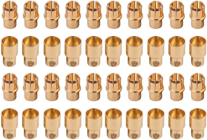 20 Pairs Gold-Plated 8MM 8.0MM Banana Plug Bullet Male Female Connector Adapter for RC Lipo Battery ESC Motors