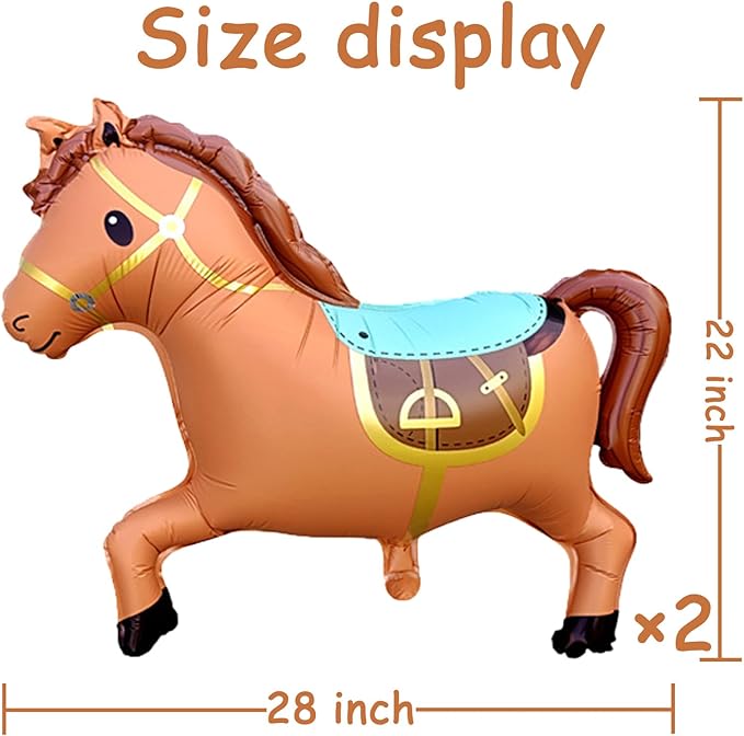 3D Giant Horse Balloons,Galloping Horse Shaped Aluminum Foil Animal Balloons for Horse Themed Party Western Cowboy Birthday Baby Shower Decorations 28 * 22"（Brown 2Pcs）