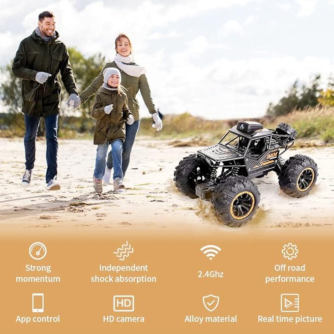 RC Car, 1:18 Remote Control Car with Camera, High Speed Alloy Off Road Truck Fast Racing Vehicle Electric Hobby Toy Car Gift for Boys Kids Teens Adults