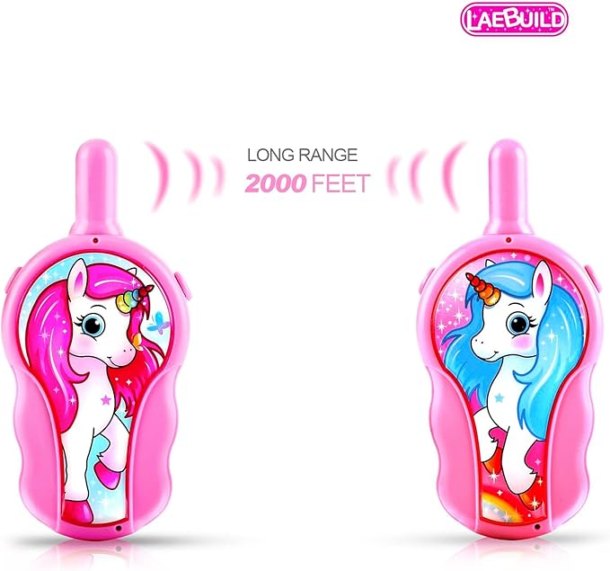 Unicorn Walkie Talkies for Kids Girls, 2 Pack Two Way Radio, Long Range Toddler Toys, Birthday for 3-8 Year Old Girls