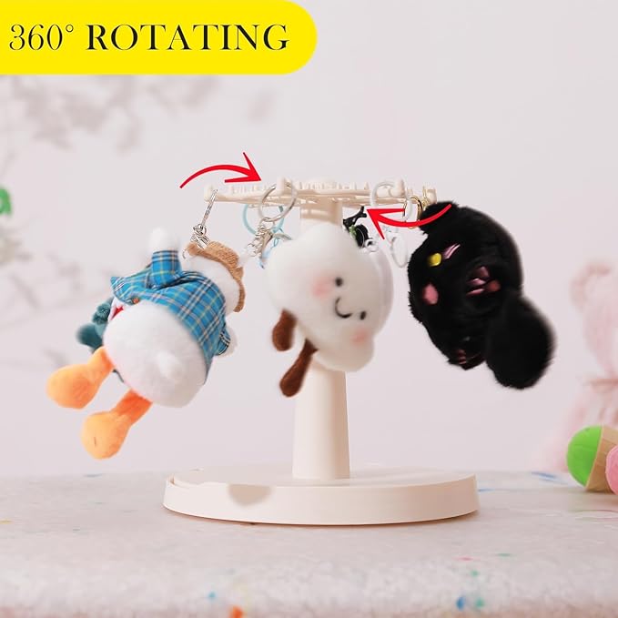 360° Rotating Clear Display Case for 5.9-6.7 Plush Dolls, Collectible Toy, Action Figures, Transparent Dust-Proof Protective Storage Box with Cover, Stackable, White