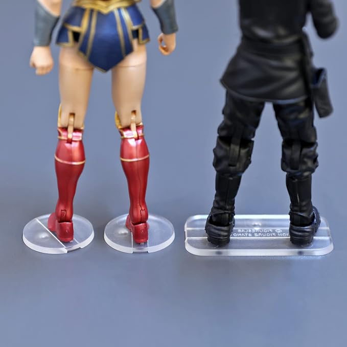 56PCS Action Figure Stand Bases, Assembly Display Holder Accessories, Fit for Most 6inch Figures, Transparent/ Mix Square & Round Shape