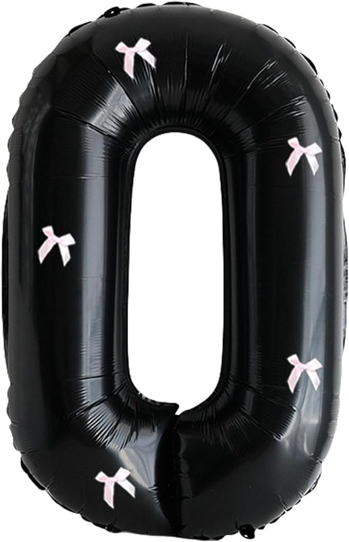PLAP Birthday Number Balloon Bow Black Party Supplies 32 "Birthday Number Decoration (Number 0)