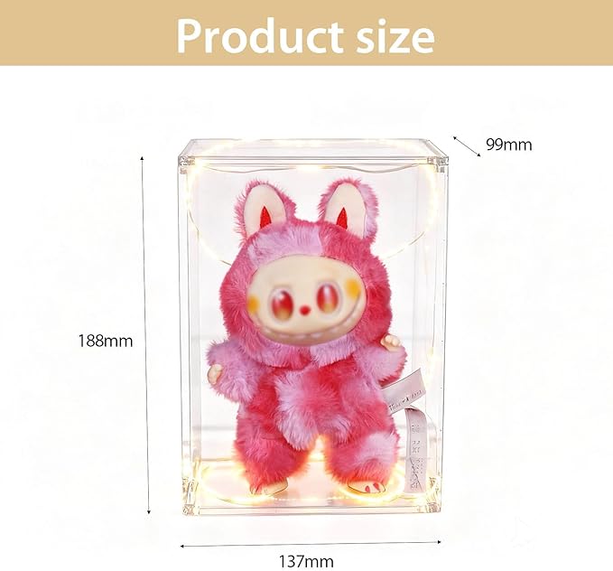 Clear Stackable Acrylic Display Case for Collectibles, No Assembly Required with Dustproof Lid, Anime Figure Display Case,Suitable for Dolls & Plush Toys Storage & Display 3.9''x5.4''x7.4''