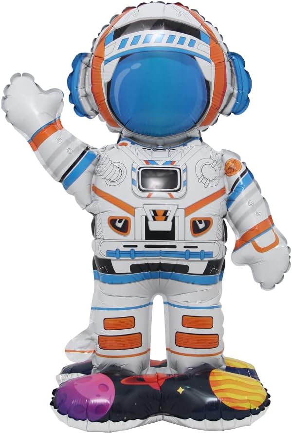 Inflatable Spaceman Astronaut Balloons Base Standing Foil Balloon Boys Space Theme Birthday Party Kids Inflatable Rocket Toys Decor (Base Astronaut)