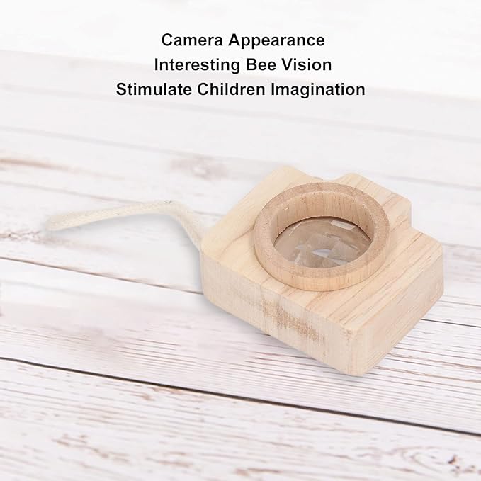Prism Lens Toy, 5 Colors, 5.2 x 4.8 x 2.5cm, Camera Appearance, Bee Eye Effect, Unique Camera, Cute Portable Interesting Children's Toy(Wood Color) Kaleidoscope
