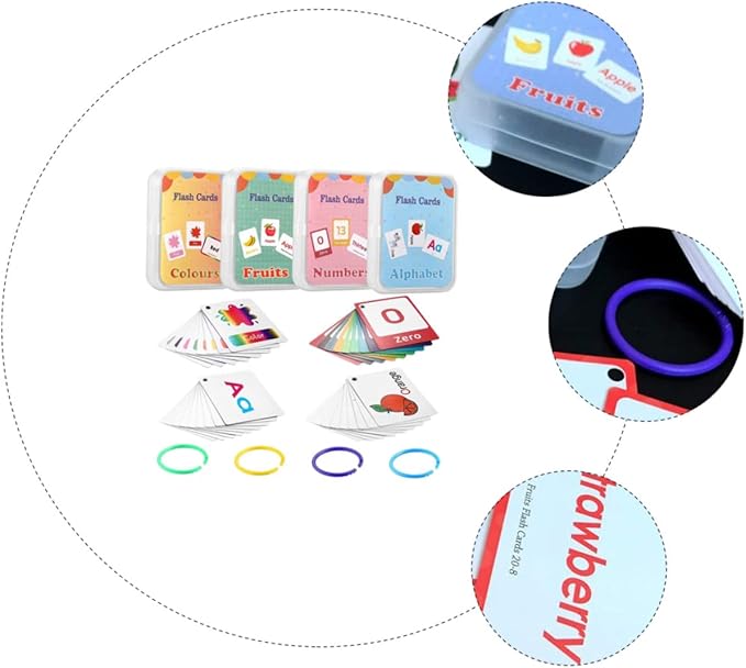 4pcs Lightweight Flash Cards for Boys and Girls Educational English Learning Cards Animals Numbers Portable Spelling and Word for Preschool Activities