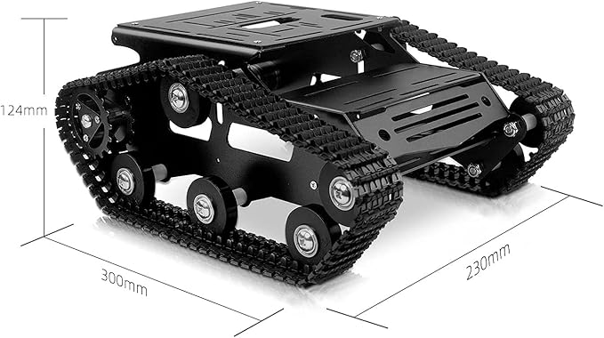 Smart Robot Car Chassis Kit Aluminum Alloy Big Tank Chassis with 2WD Motors for Arduino/Raspberry Pi DIY RC Shock Absorbing Tracked Robot Car Toys - Learning Kit (Black)