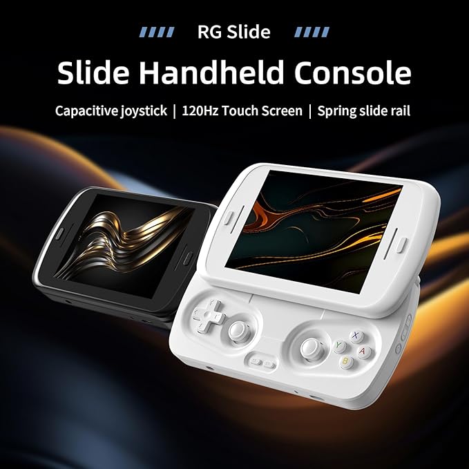 Anbernic RG Slide Retro Handheld Game Console , 4.7-inch LTPS in-Cell Screen Capacitive Joystick Android 13 System Support AI Assistant 5G WiFi Bluetooth 5.0 NO Game Card(White)