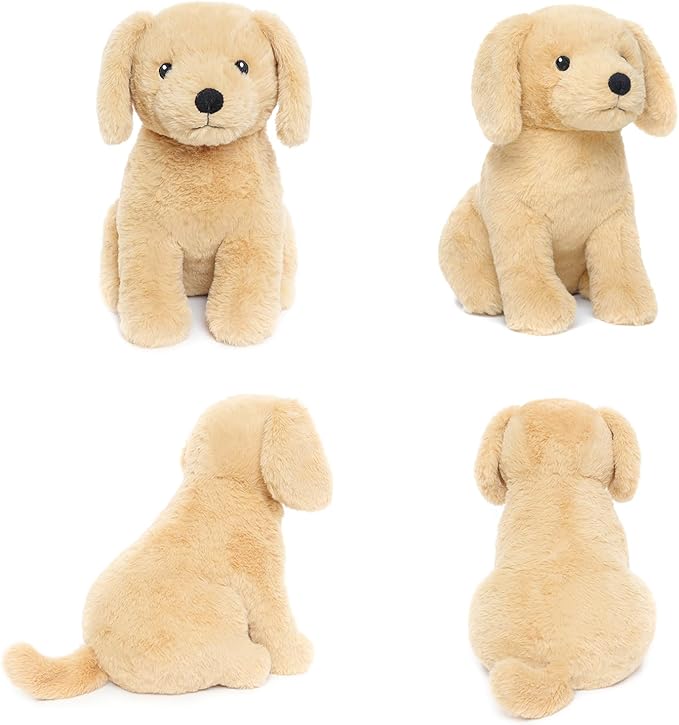 Labrador Golden Retriever Stuffed Animal Dog Puppy Plush Toy with Embroidered Eyes for Babies Toddlers Kids Adults Ages 1 and Up, No Hard Parts, Machine Washable 12 inches
