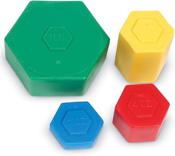Learning Resources Customary Safe-T Weight Set, 13 Pieces Including 1oz, 2oz, 8oz, and 1lb Weights