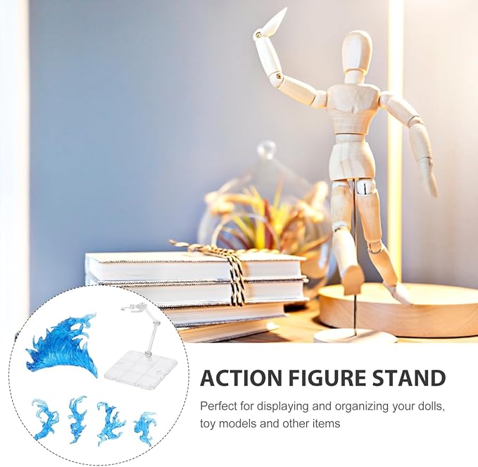 POPETPOP Flame Effect Bracket Action Figure Stand with Fire Effects Lightweight Diy Assembly Figurine Display Rack Stable and Portable Toy Model Holder for Collectible Figures