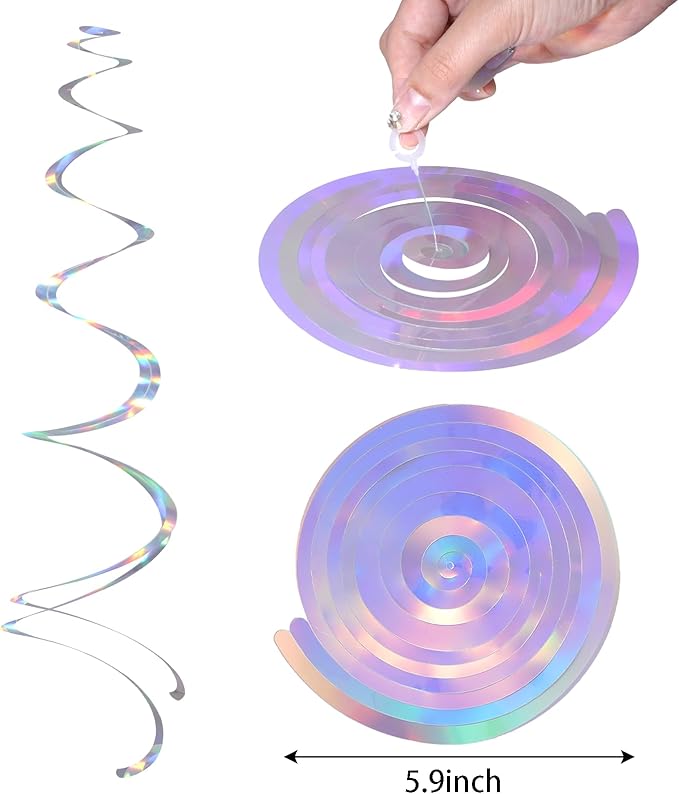 28 Pack Iridescent Ceiling Swirl Foil Decorations Hanging Plastic Streamer Themed Swirl Party Decoration for Celebration