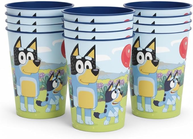 Unique Bluey 12 Pack 16 oz Plastic Reusable Favor Cups – Birthday Party Supplies, Goodie Bag Favors, Kids’ Drinkware & Take-Home Gifts