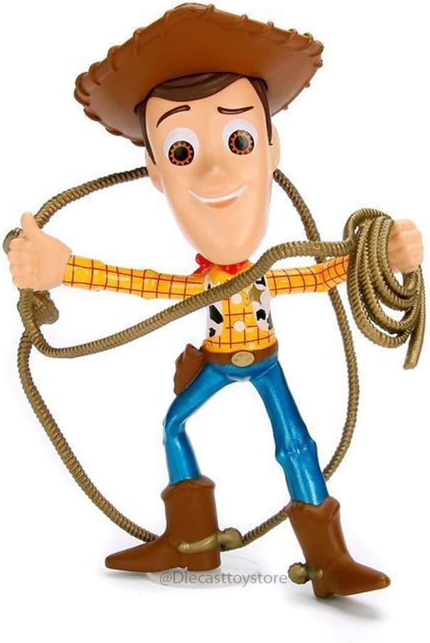 Metals 98346 Disney Pixar Toy Story Woody with Lasso Die Cast Collectible Toy Figure, 4", Yellow
