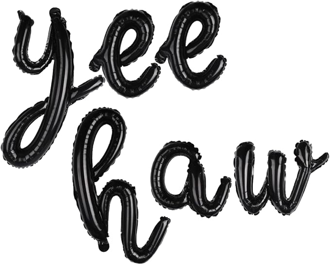 Yee Haw Balloons for Cowboy First Rodeo Birthday Yee Haw Banner for Western Cowgirl Bachelorette Decorations (Black)